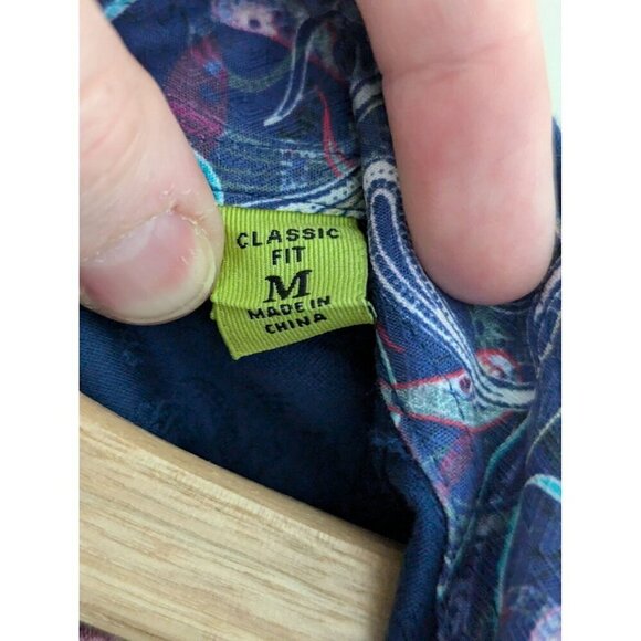 Robert Graham Knowledge Wisdom Truth Floral Print Navy Shirt Size M - Picture 9 of 10